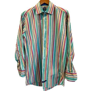 English Laundry Men Shirt - 16 1/2 32/33 Long Contrast Collar & Multi Color